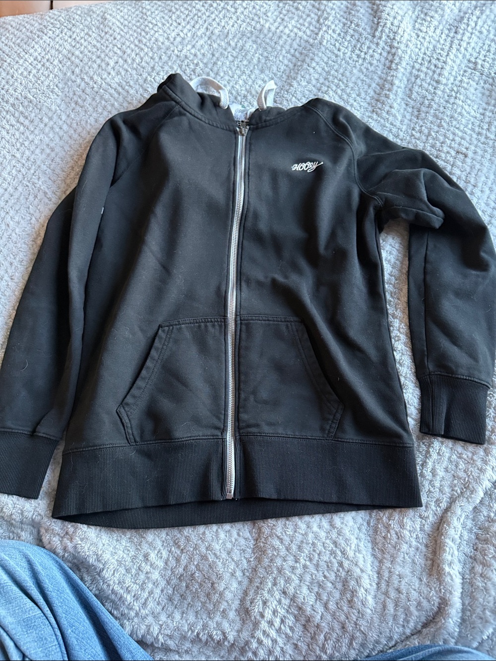 Hooey Black Zip-Up Hoodie with White Logo